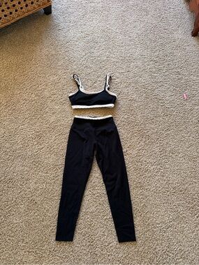High-Waist Black Leggings and Matching Sports Bra Set